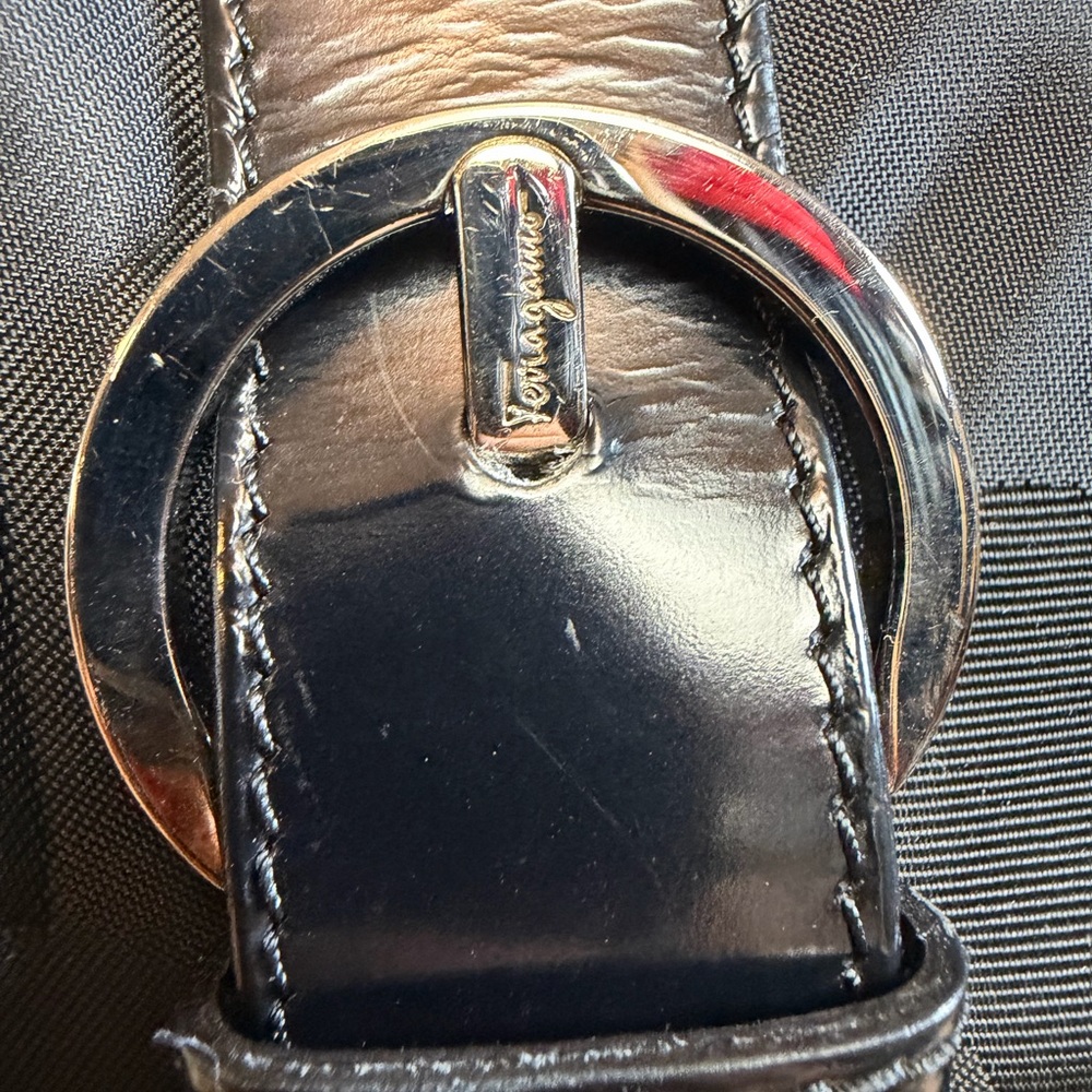 Salvatore Ferragamo Black Logo Jacquard Nylon & Leather Backpack - Picture 9 of 15
